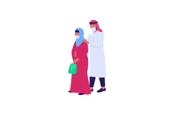 Arabian Couple in Masks: A Unique Embroidery Design