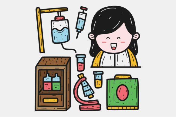 Cute and Playful: Kawaii Doodle Cartoon Nurse