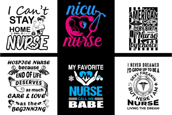Nurse Typography T-Shirt Bundle: A Stylish Embroidery Asset