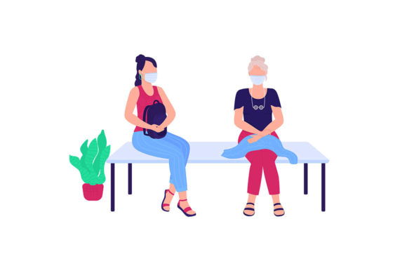 Review: Patients in Medical Masks Sitting